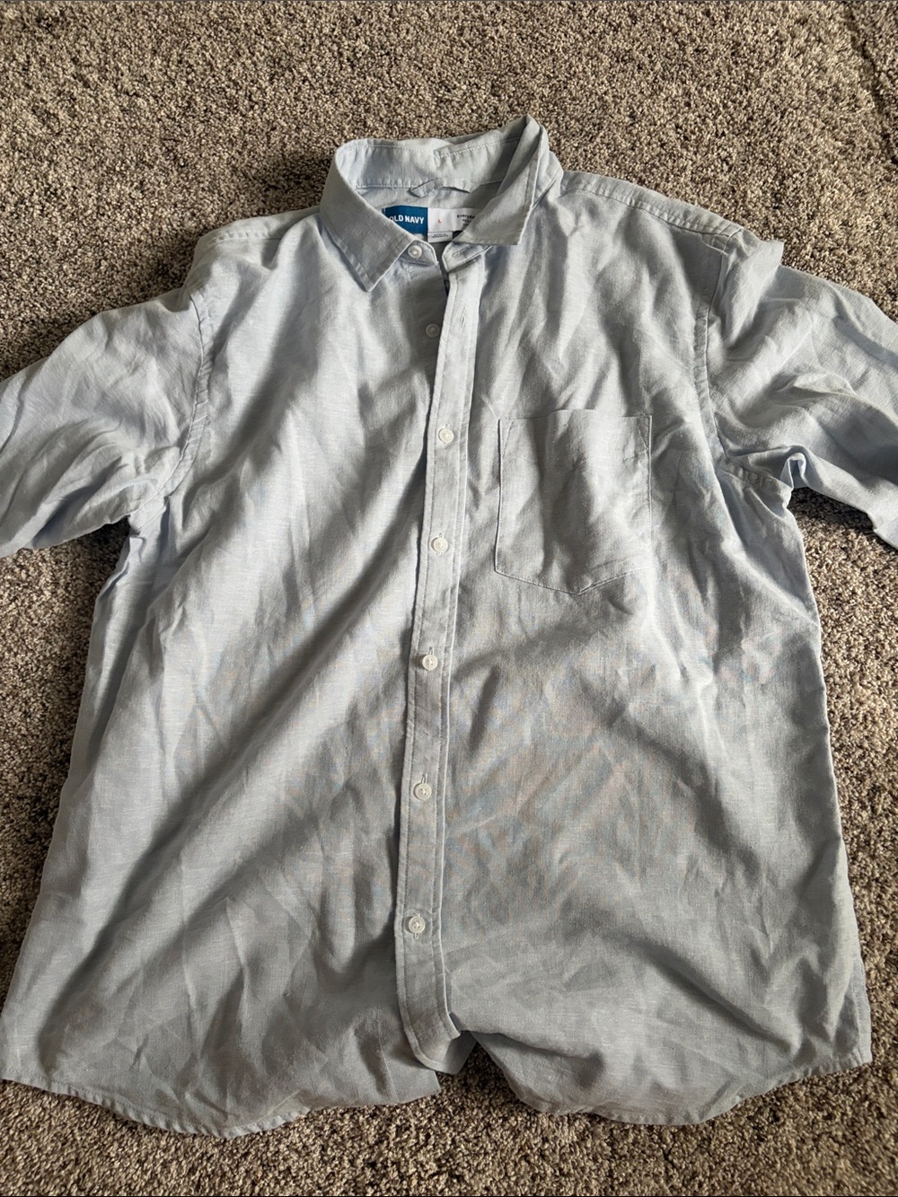 Old Navy Light Blue Linen Button-Down Shirt - Men